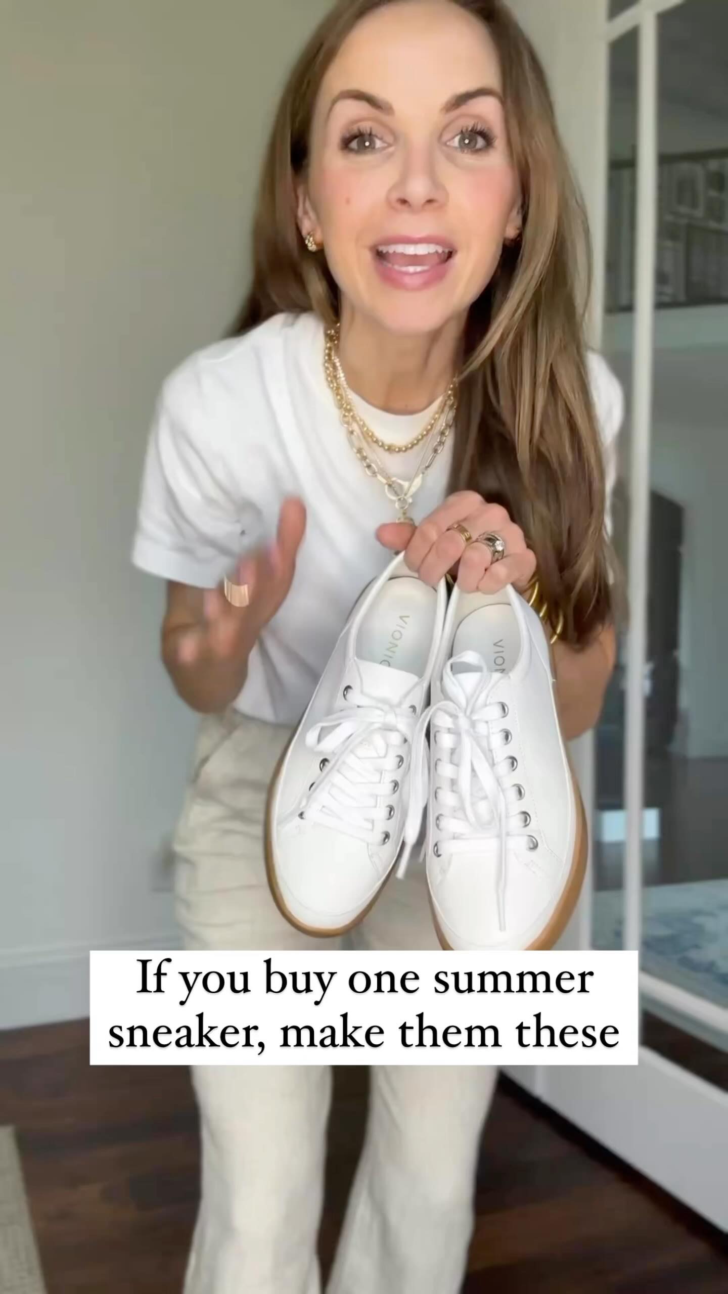 Instagram post by @merricksart for Vionic Shoes. Caption reads: I’ve been wearing the same white sneakers for the....