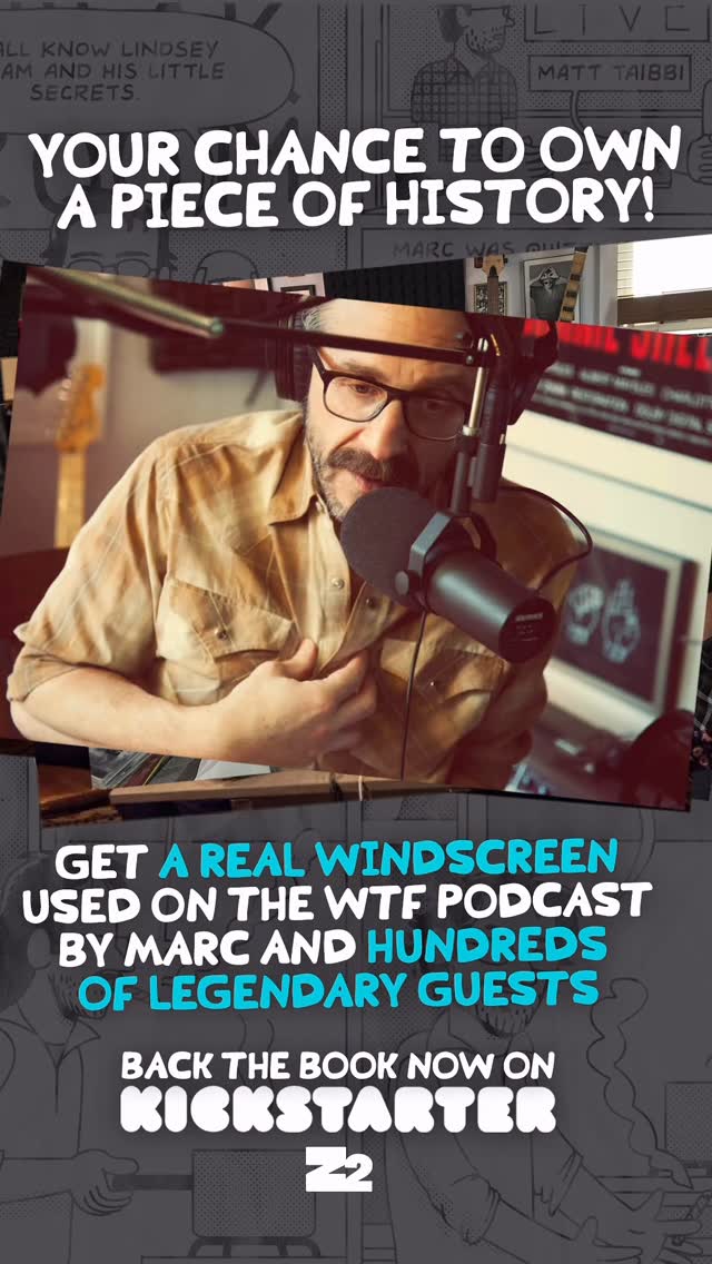 Instagram post by @marcmaron for Kickstarter. Caption reads: Only 2 days left to back the ‘WTF is a Podcast’....