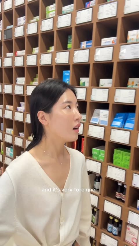 Instagram post by @leeskincare7 for OWM Pharm. Caption reads: This pharmacy heaven in Korea located near Gangnam....