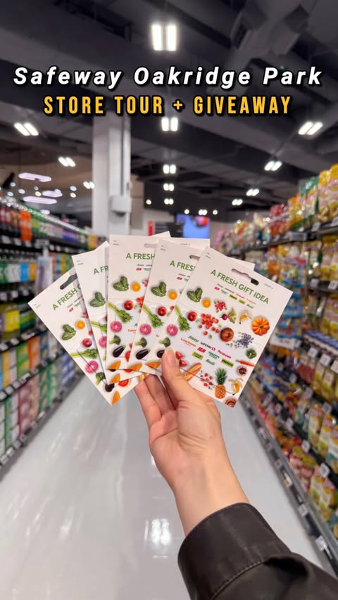 Instagram post by @withnatwong for Safeway. Caption reads: GIVEAWAY: @safewaycanada at @oakridgepark is now....
