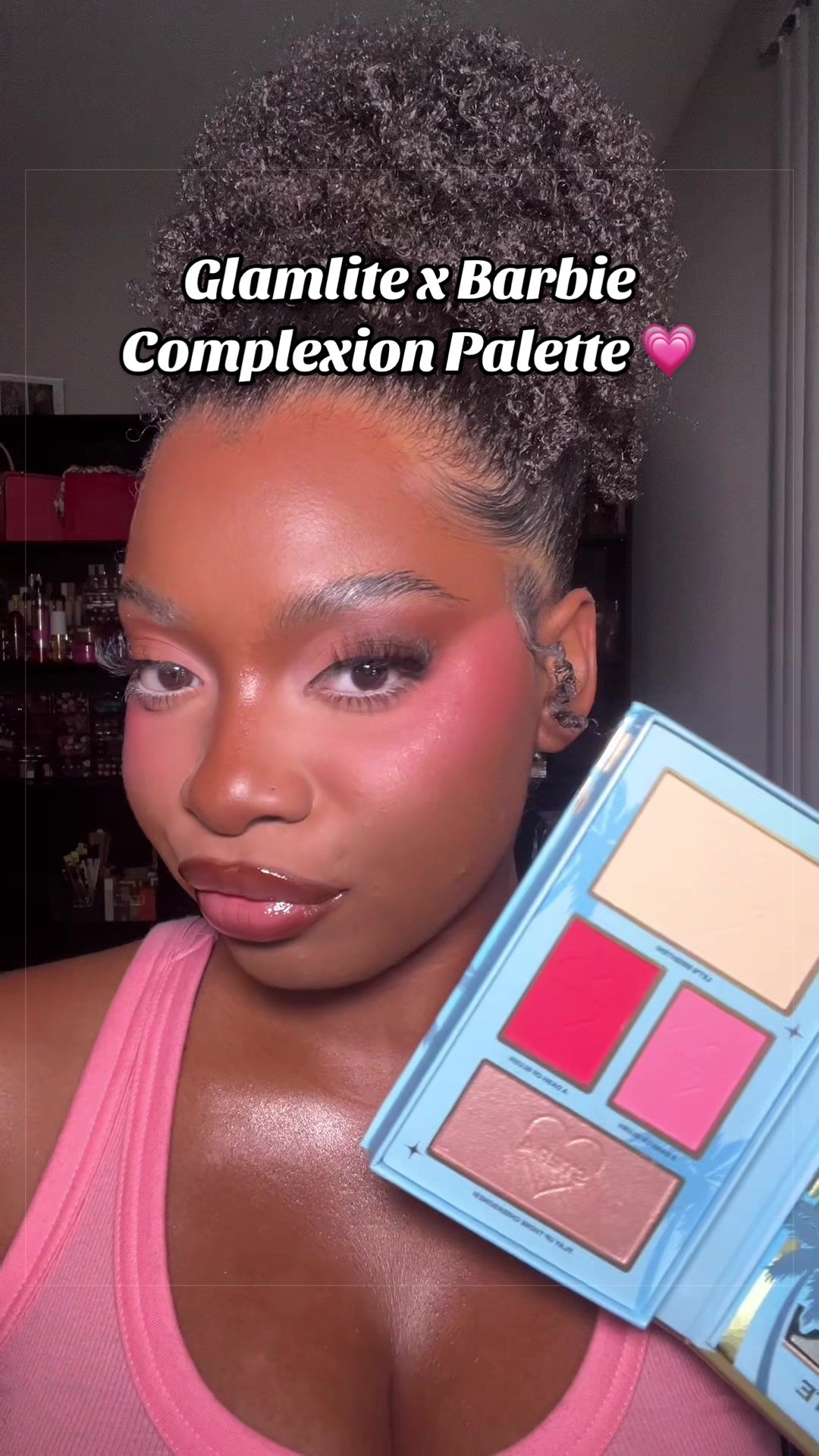 TikTok post by @ashleecookk for Glamlite Cosmetics. Caption reads: I can’t get enough of these @Glamlite x barbie....