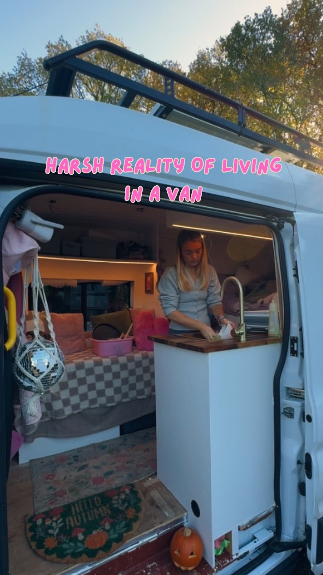 Instagram post by @heidijoannee for Reolink. Caption reads: The harsh reality of van-life, when you live in....