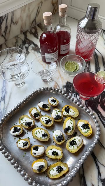 Instagram post by @clarapeirce for On The Rocks Premium Cocktails. Caption reads: Hosting made easy with @otrcocktails! & would you....