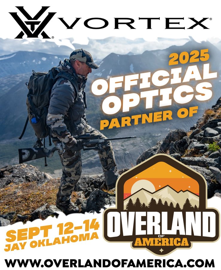 Instagram post by @overlandofamerica for Vortex Optics. Caption reads: We’re proud to welcome Vortex Optics as the....
