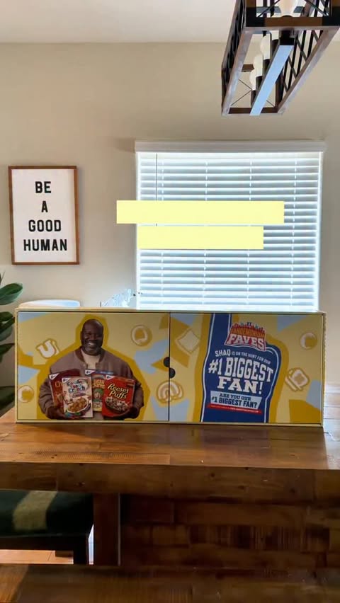 Instagram post by @the_stephen_3 for General Mills. Caption reads: [...] Shaq shows up at your door, you know....