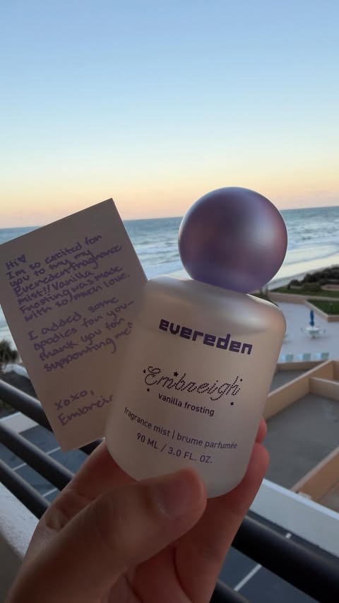 Instagram post by @houstyn_rose for Evereden. Caption reads: [...] BEST smelling pr ever 🤭🧁 thank you....