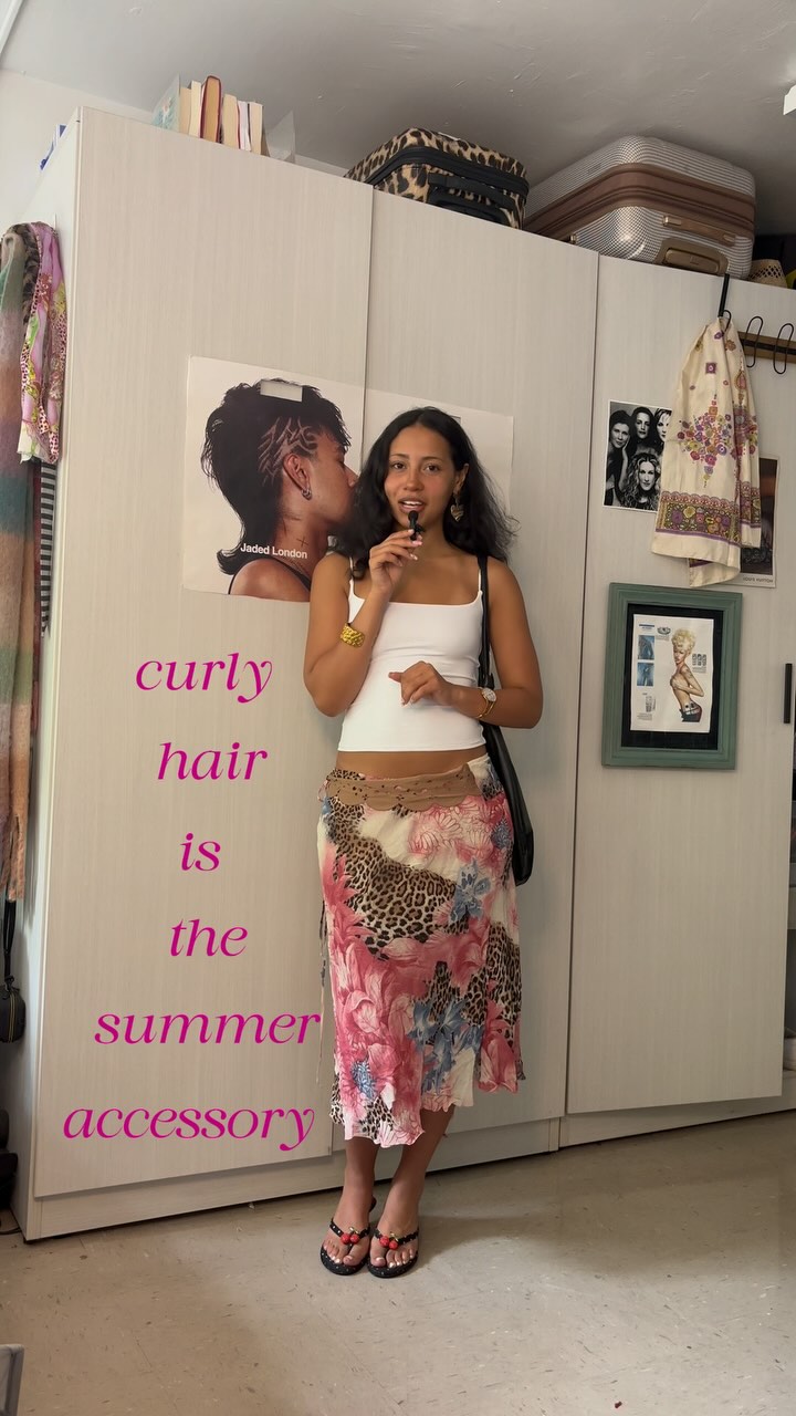 Instagram post by @ivycatrett for Ouidad. Caption reads: it’s a curly girl summer 🌞💞 with @ouidad....