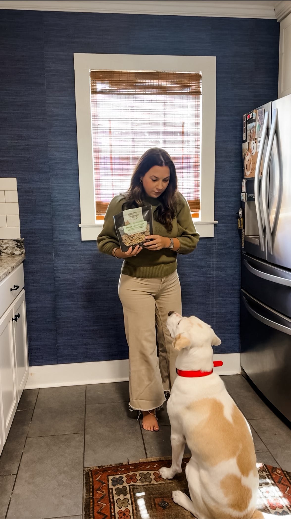 Instagram post by @curatedmorrorless for Freshpet. Caption reads: I’m intentional about what I bring into my home....