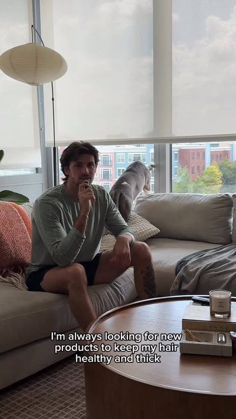 Instagram post by @tylerhayek for hims. Caption reads: #ad Trying out the @hims Thick Fix System! Check....