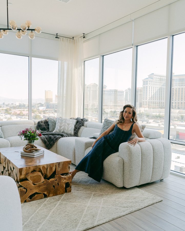 Instagram post by @sincerelyreneze for RC Willey. Caption reads: Our new space is truly a dream come true 🥹✨....