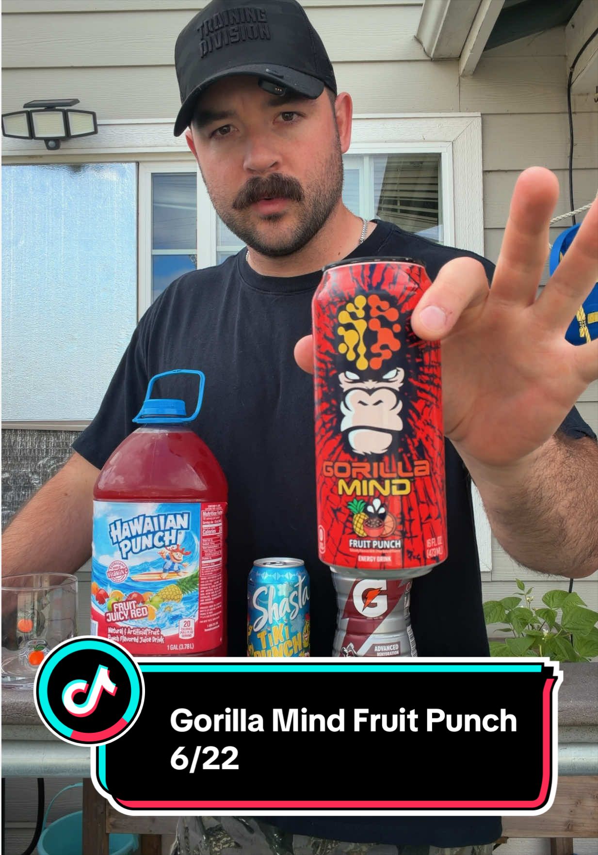 TikTok post by @gargoylegains for Gorilla Mind. Caption reads: [...] Catch me drinking fruit punch Gorilla Mind....