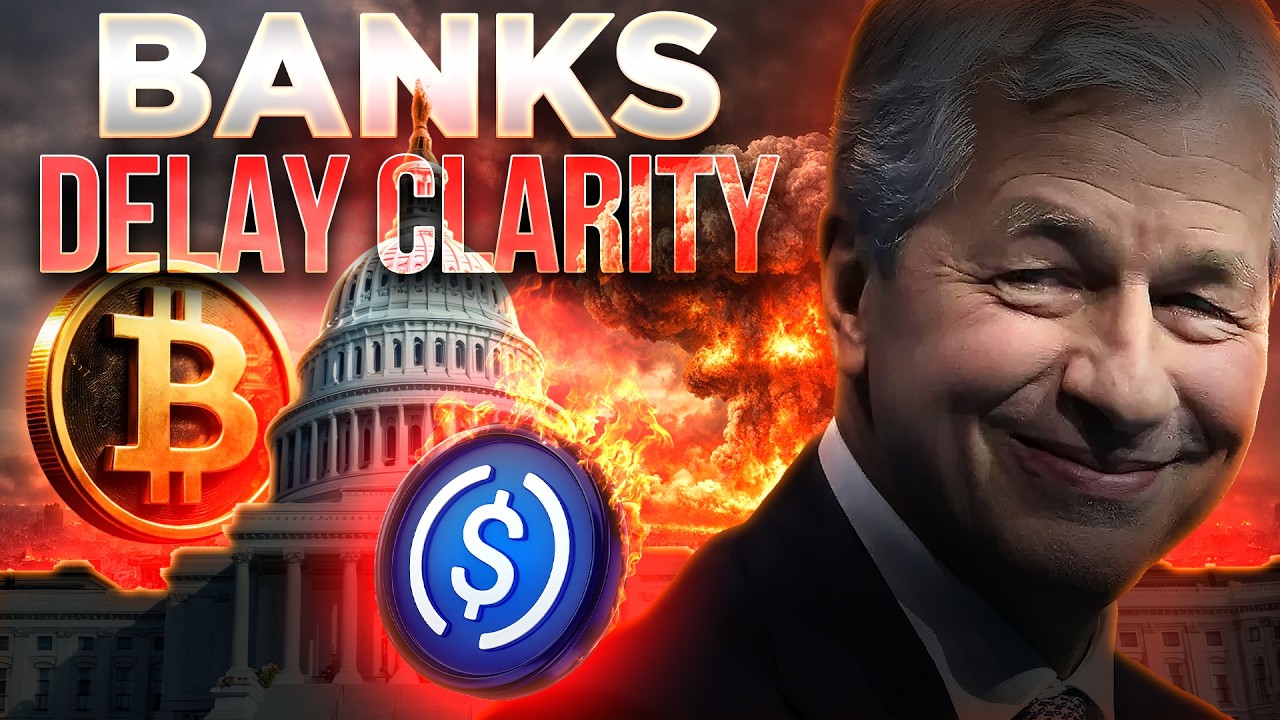 YouTube post by @PaulBarronNetwork for Zebra Print. Caption reads: Banks Successfully Delay CLARITY🔥Crypto Market....