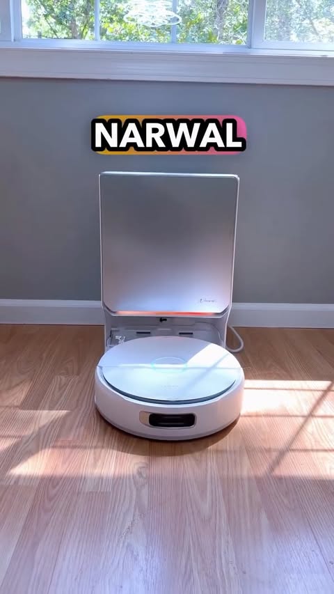 Instagram post by @valentinelewis for Narwal Robotics. Caption reads: I just watched a robot clean coffee off my floor....