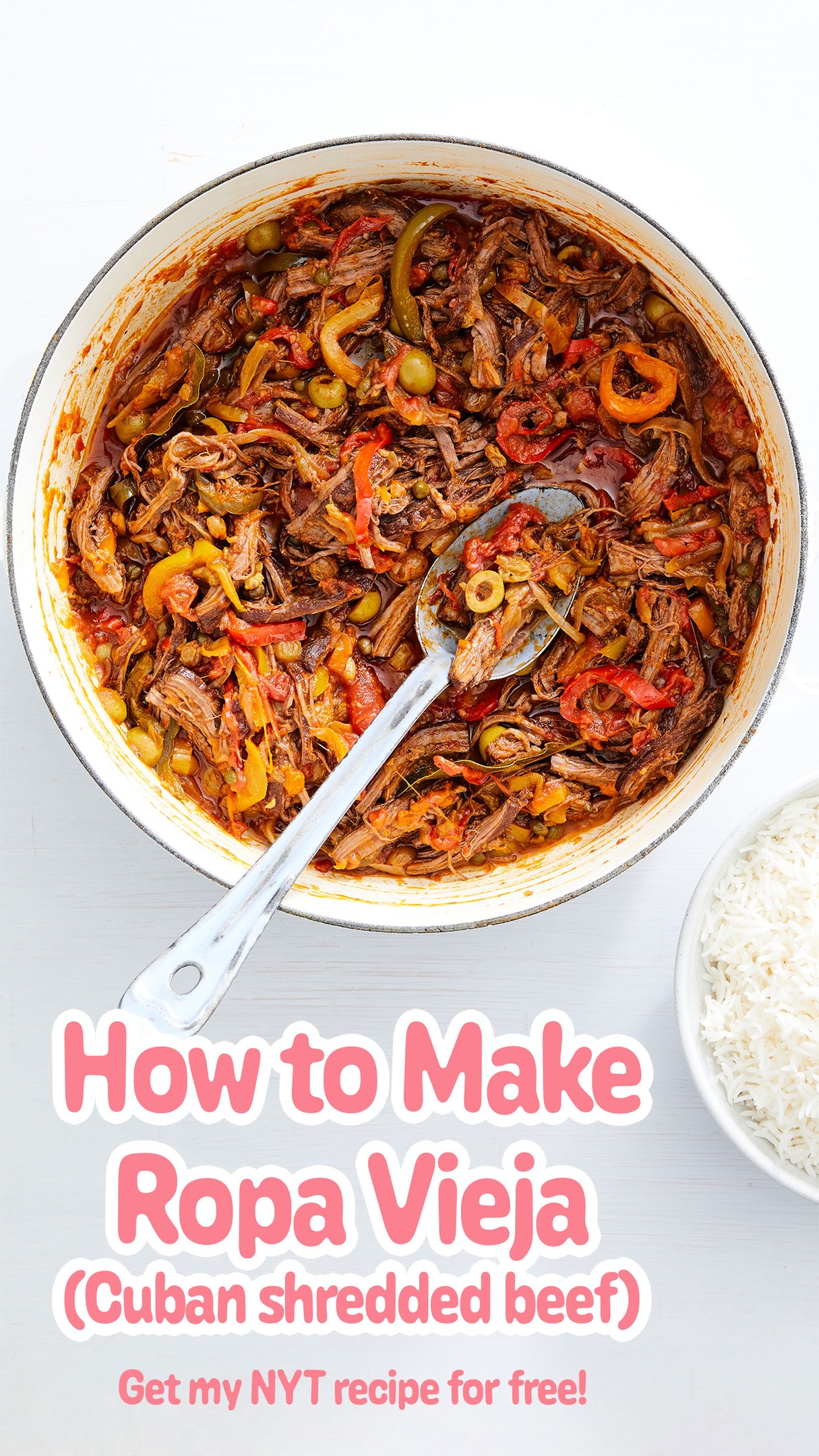 Instagram post by @kenjilopezalt for NYT Cooking. Caption reads: Ropa vieja or carne desmechada is one of my....