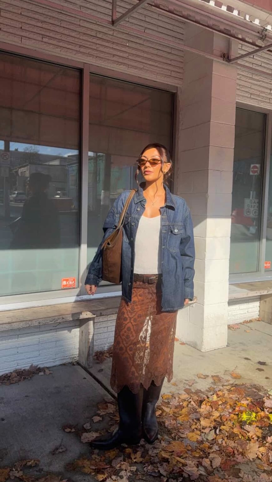 Instagram post by @kelseyrmizon for BLACKBOUGHSWIM. Caption reads: styling cover ups for fall from @blackboughswim 🍂....