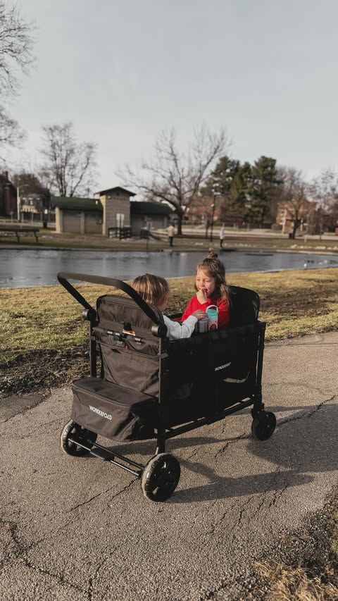 Instagram post by @brittney_delk for WonderFold. Caption reads: [...] and happy kids every time. With our....