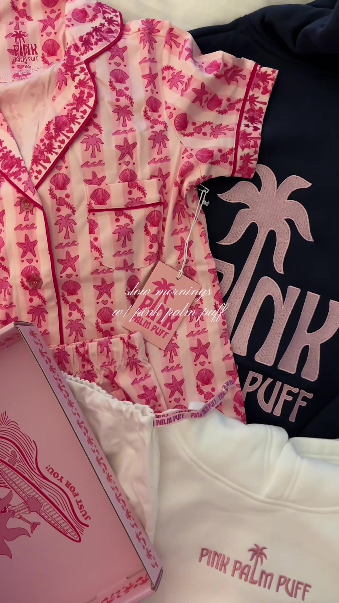 TikTok post by @avasellee for PINK PALM PUFF. Caption reads: thank you so much @PINK PALM PUFF for the cutest....