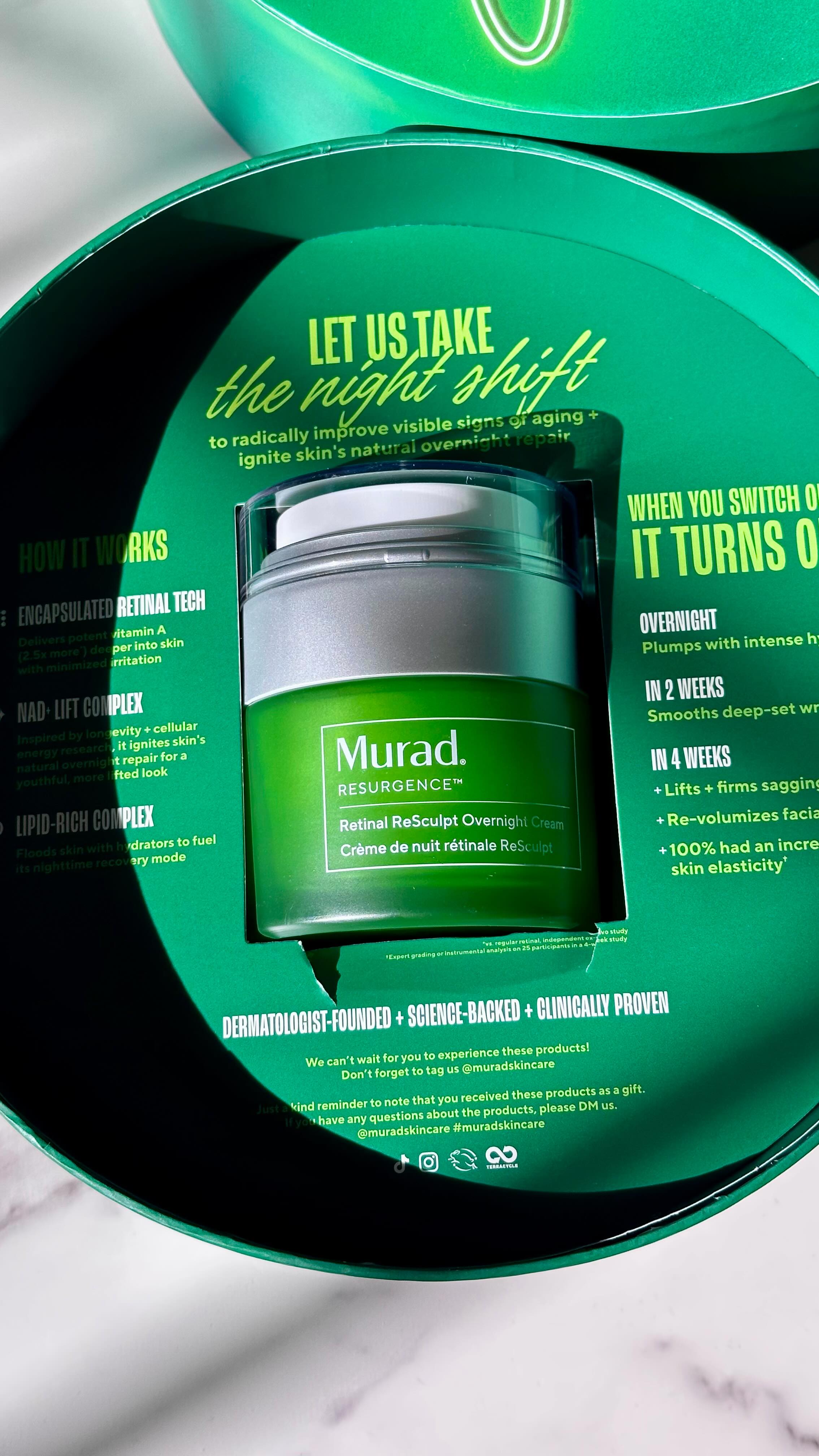 Instagram post by @tips_by_leticia for Murad Skincare. Caption reads: ✨ Let the night shift work its magic! ✨
Formulated....