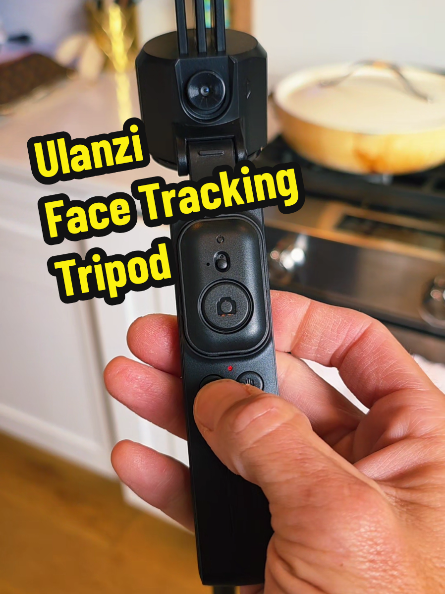 TikTok post by @theghousefam for Ulanzi. Caption reads: [...] its a face tracking tripod! #ulanzi #tripod....