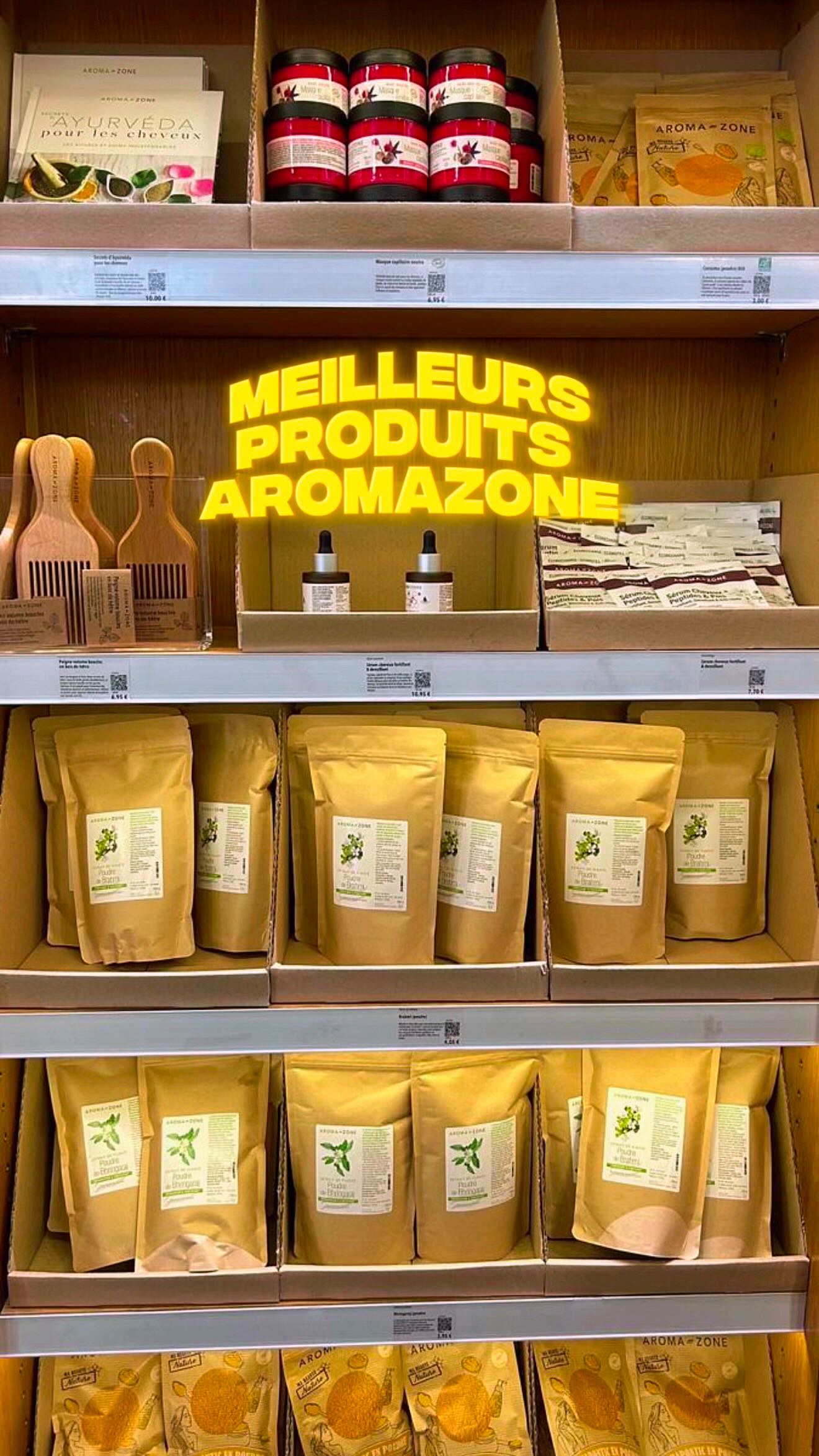 Instagram post by @lbslucie for Aroma-Zone. Caption reads: Quel est ton top 3 produits @aromazone_officiel....