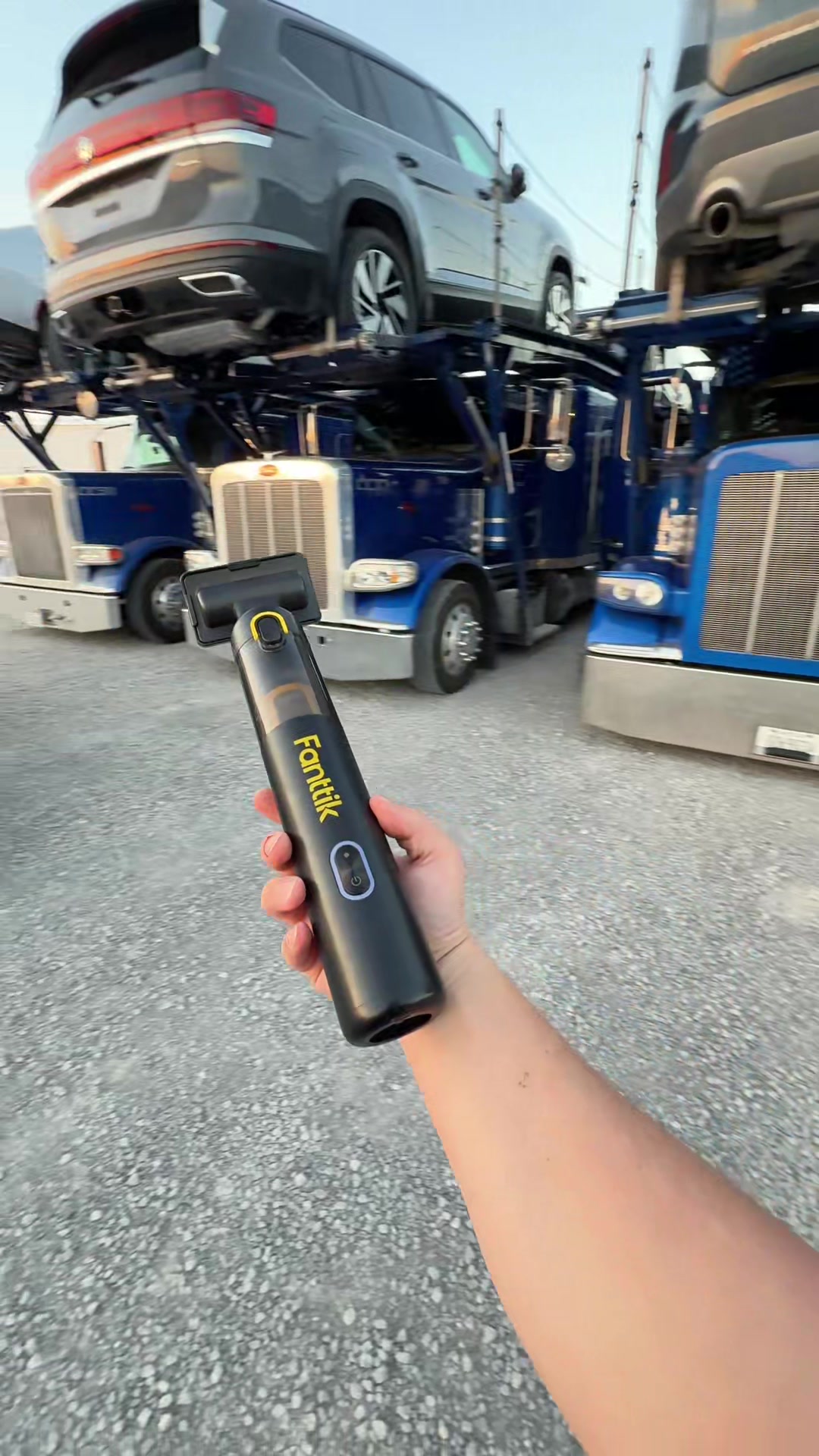 TikTok post by @jenzi_g for Fanttik. Caption reads: I use the fanttik vacuum to keep my semi truck....