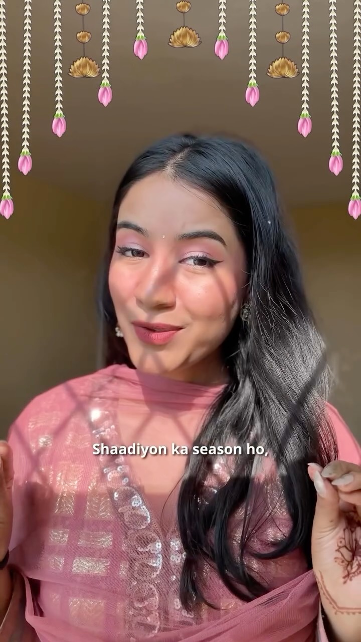 Instagram post by @vibe_withshalu__ for French Essence. Caption reads: 💫✨ Shaadiyon ka season is all about elegance,....