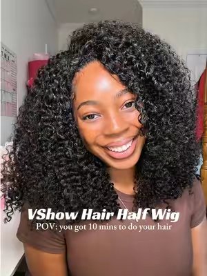 TikTok post by @_tressaaa for Vshow Hair. Caption reads: My new favorite curly hair!!!☺️❤️‍🔥 @VSHOW HAIR....