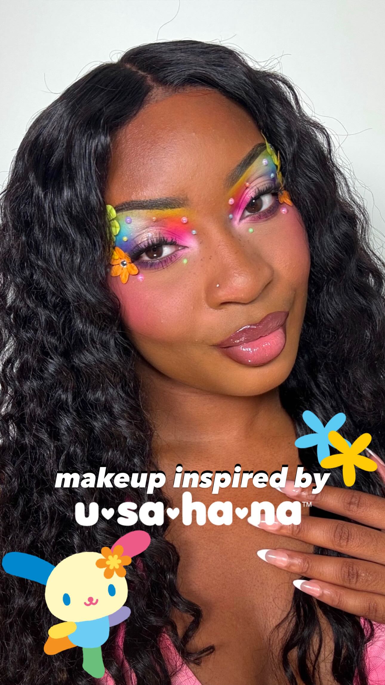 Instagram post by @glambymykaila for Sanrio. Caption reads: #sanriopartner As someone who loves colorful....