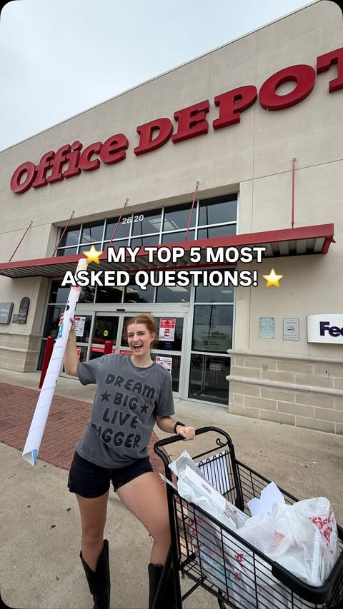 Instagram post by @shopmaddiegreen for Office Depot. Caption reads: #sponsored I went to @officedepot to answer your....