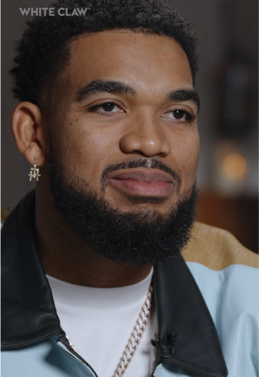 TikTok post by @calebpressley for White Claw. Caption reads: 🍨 KARL-ANTHONY TOWNS 🍨 presented by @White Claw .