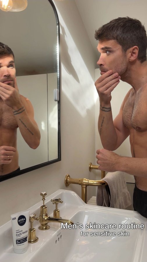 Instagram post by @joshcuthbert for NIVEA MEN. Caption reads: Men with sensitive skin? This one’s for you....