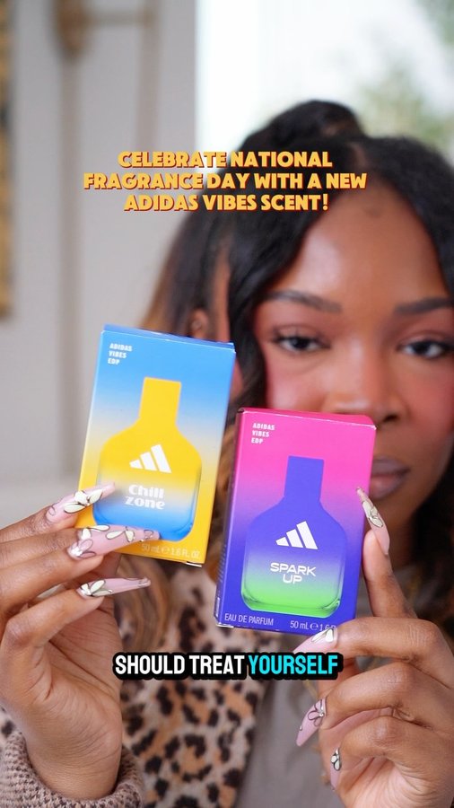 Instagram post by an influencer for adidas. Caption reads: [...] fun fact: did you know @adidas vibes....