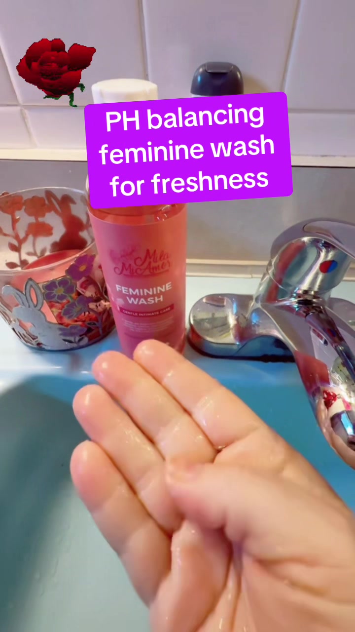 TikTok post by an influencer for MilaMiAmor. Caption reads: #milamiamordrop #femininewash [...].
