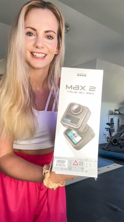 Instagram post by @michelleskyhayward for GoPro. Caption reads: Unboxed the future 👀📦💥 Meet the brand new GoPro....