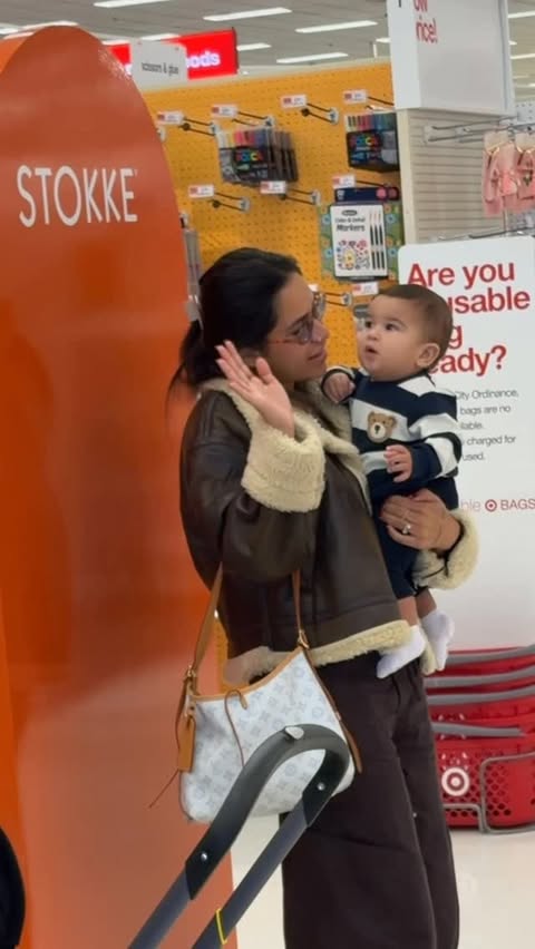 Instagram post by @anamagalhaes__ for Stokke. Caption reads: [...] event and finally saw the Stokke high chair....