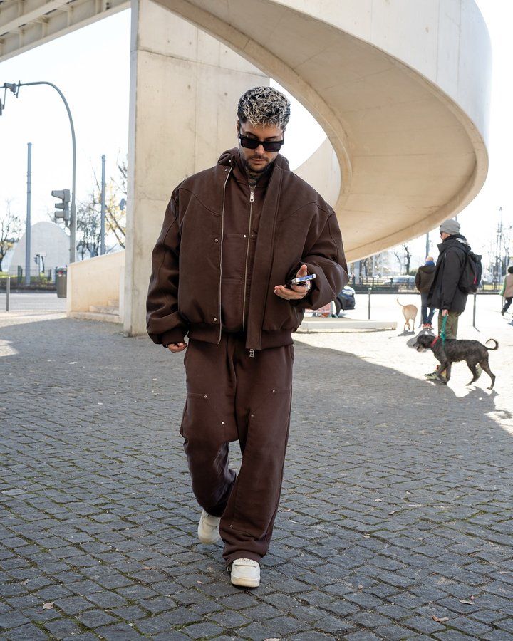 Instagram post by @gonolivier for Cernucci. Caption reads: Like chocolate 🍫 @cernucci outfit | ad.