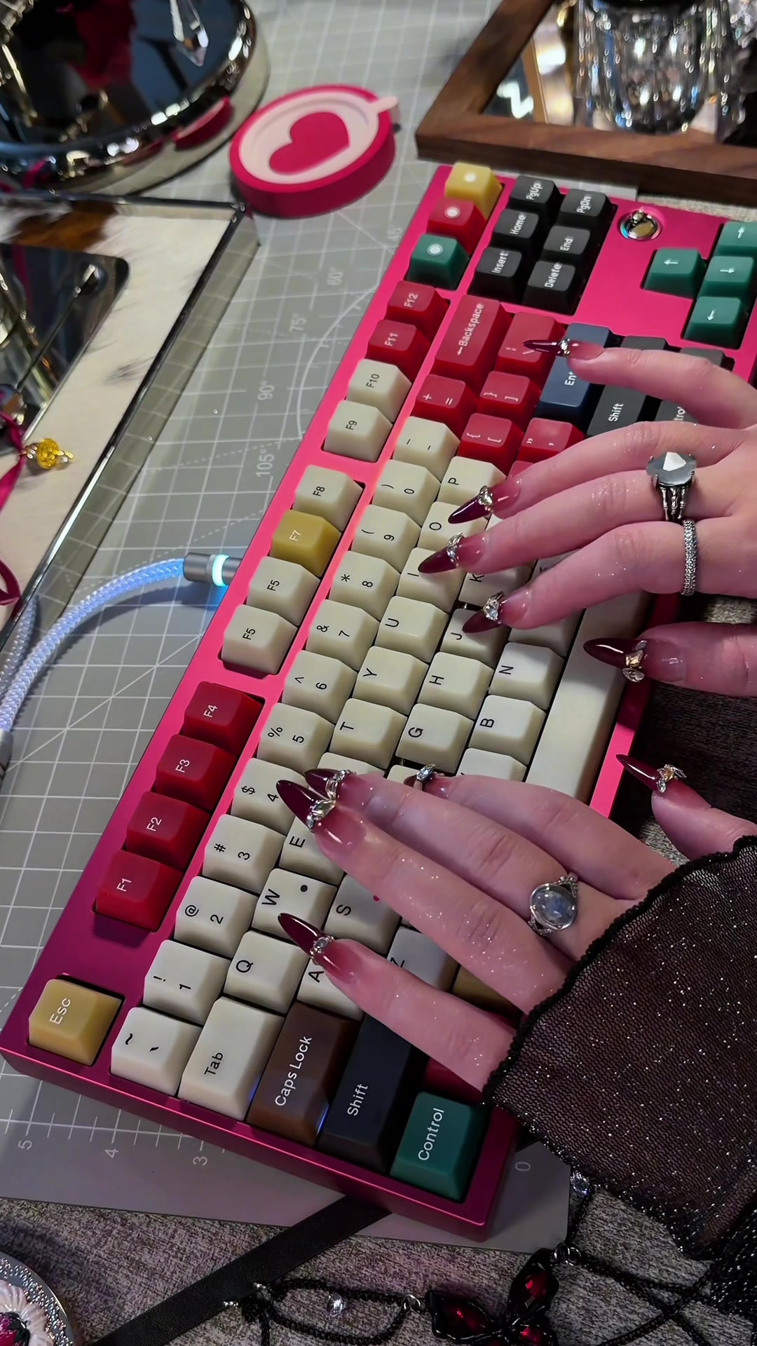 TikTok post by @strawberryjam1986 for Qwertykeys. Caption reads: @Qwertykeys_Official Neo80Cu Custom Mechanical....