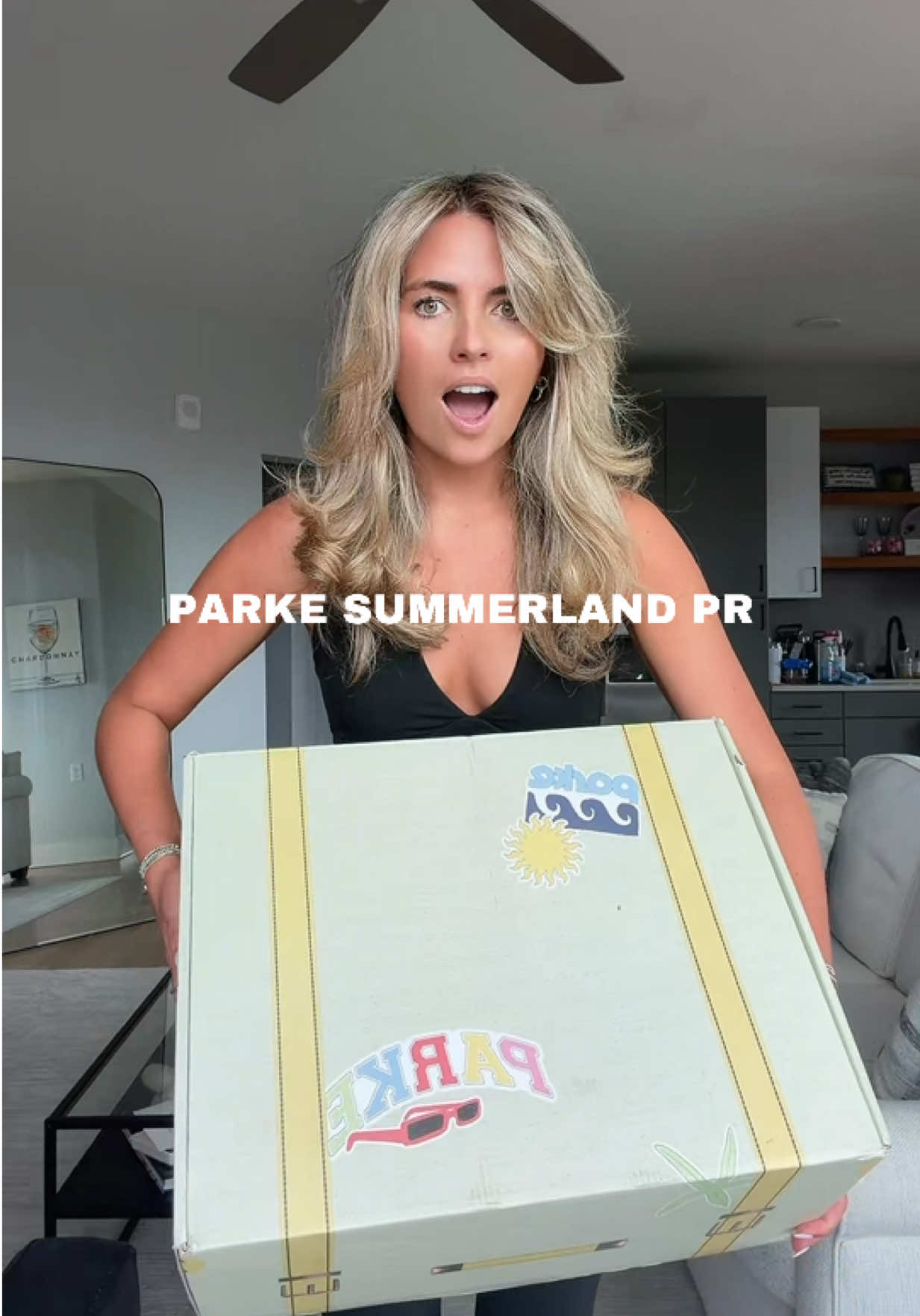 TikTok post by @sarah.q.aimar for Parke. Caption reads: Am I DREAMING!!? @Parke #parke #summerland #pr....