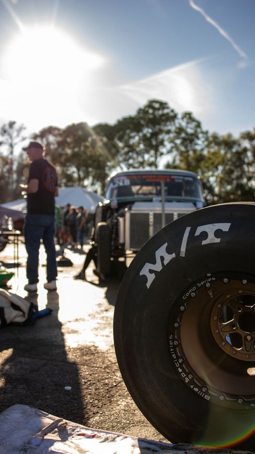 Instagram post by @alextaylorracing for MickeyThompsonTires. Caption reads: @mickeythompsontires stays true to their legacy....