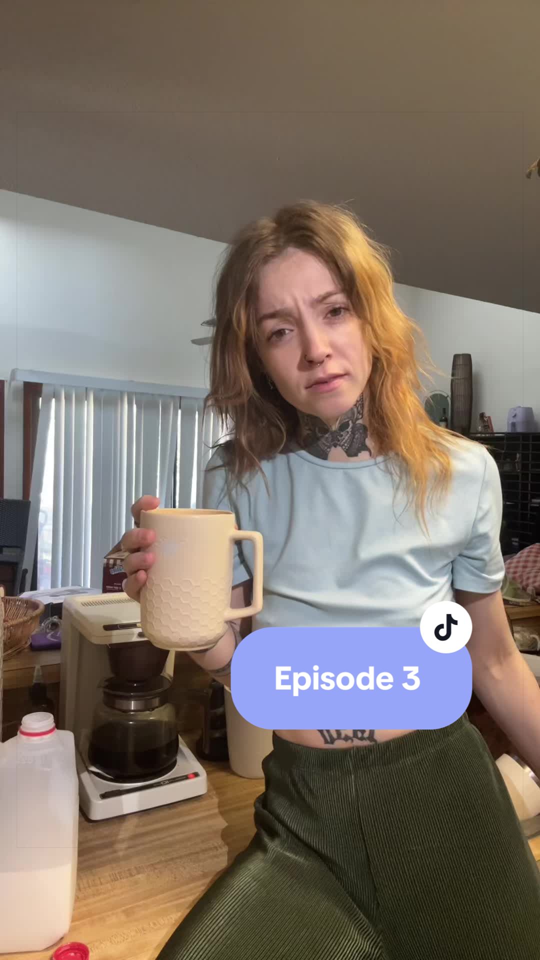 TikTok post by @crunchymomsourdough for Bones Coffee Company. Caption reads: [...] #coffee #coffeetime #drink @Bones Coffee....