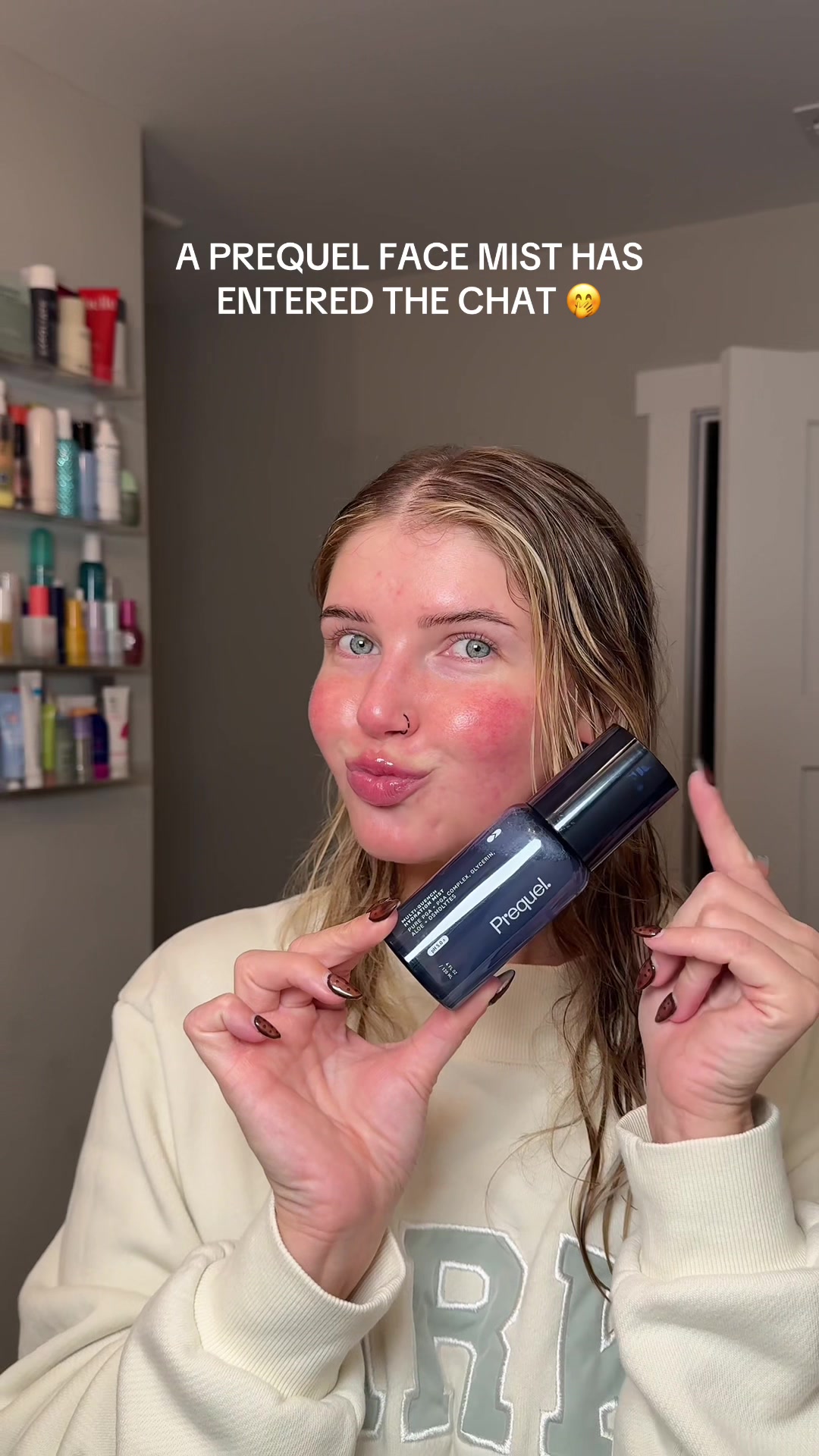 TikTok post by @chelsearlarson for Prequel Skin. Caption reads: @Prequelskin the instant glow & hydration is....