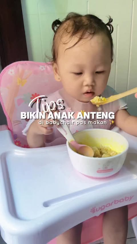 Instagram post by @aaykwk for Sugarbaby Indonesia. Caption reads: Simak tips ku buat anak anteng makan di babychair....