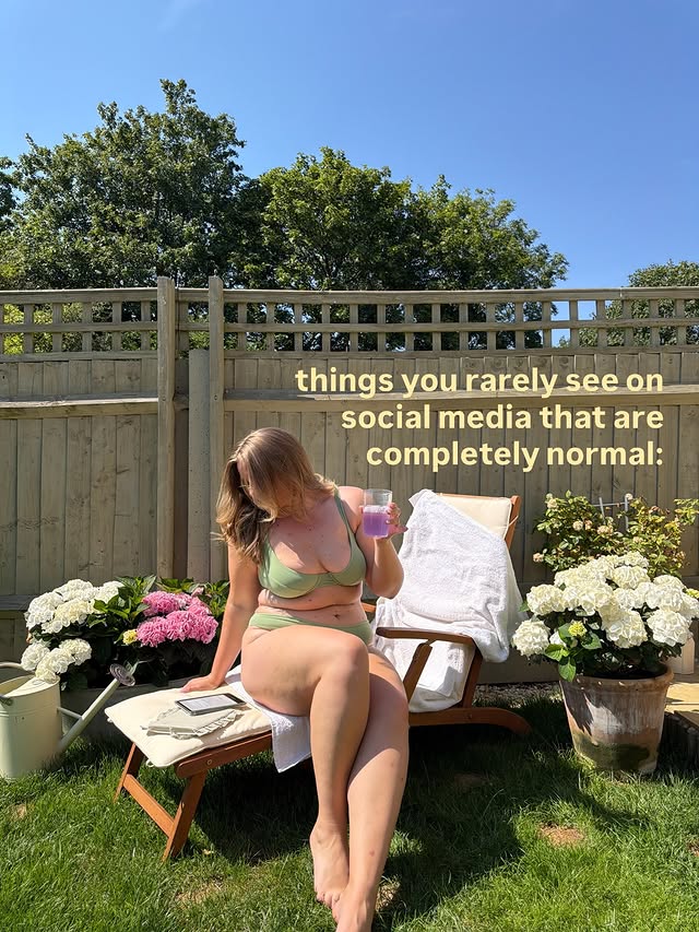 Instagram post by @megan.carole for Holland & Barrett. Caption reads: ad A little reminder that real skin, stretch....