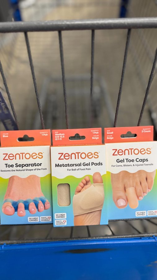 Instagram post by @walmartgems for ZenToes. Caption reads: 👣 Say hello to @ZenToes, your new foot care....
