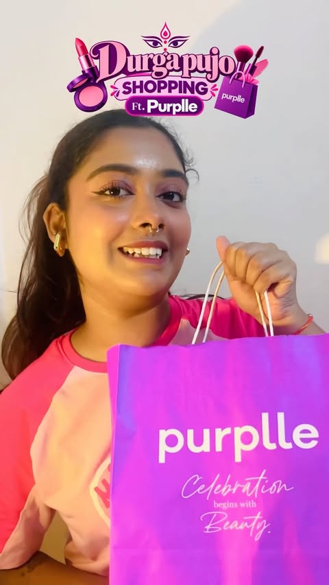 Instagram post by @_me.stuti_ for Purplle. Caption reads: [...] all product links 🩷 . Thank you....