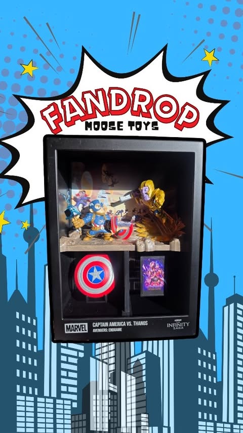 Instagram post by @miapandleop for Zavvi. Caption reads: [...] our Marvel fans! 💥 @moosetoys @amazonuk....