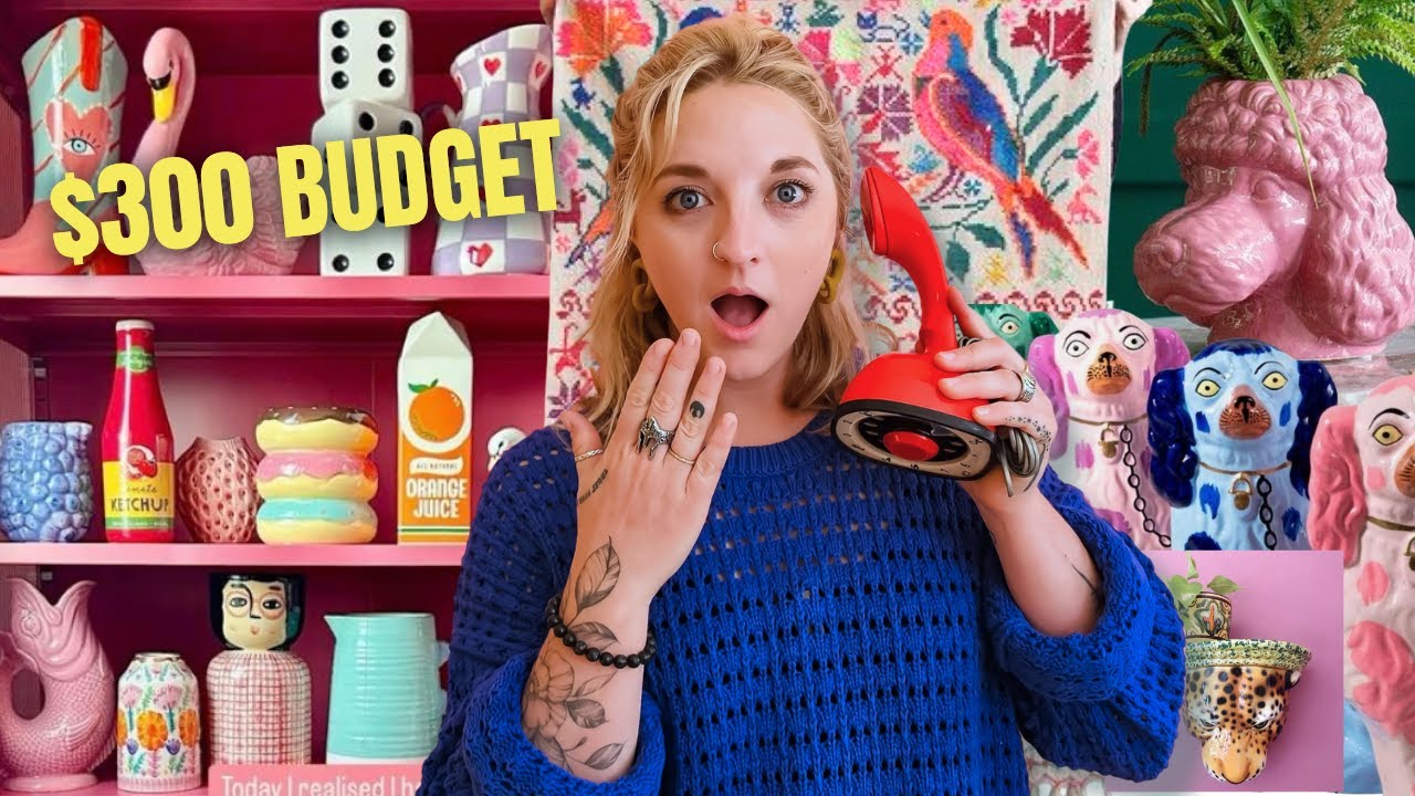 YouTube post by @diyinprogress for ISOtunes. Caption reads: Dopamine Decor Thrift Haul | SECOND HAND ON DEMAND.