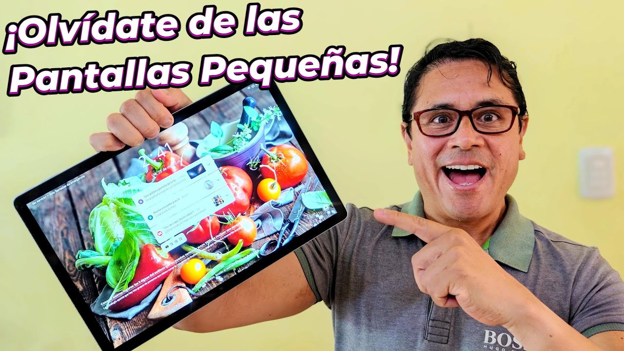 YouTube post by @JavierGuerrero_JAVI for Banggood. Caption reads: La Blackview Mega 8 es la Pantalla de 13” más....
