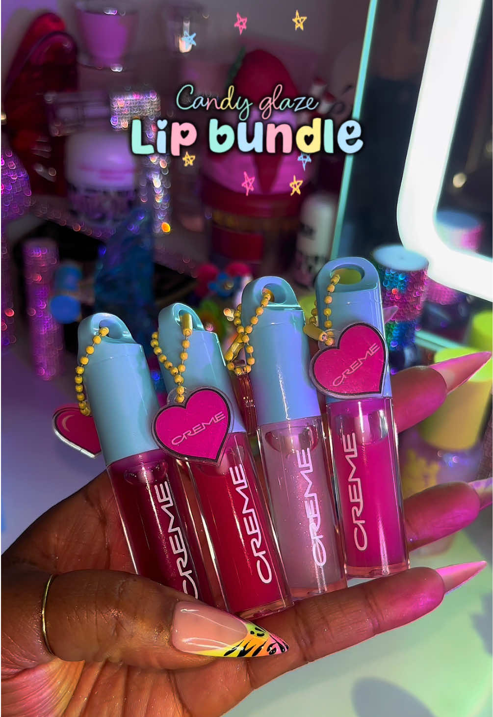 TikTok post by an influencer for The Crème Shop. Caption reads: [...] cuteee & unique! 🤩💕 @The Crème shop in....