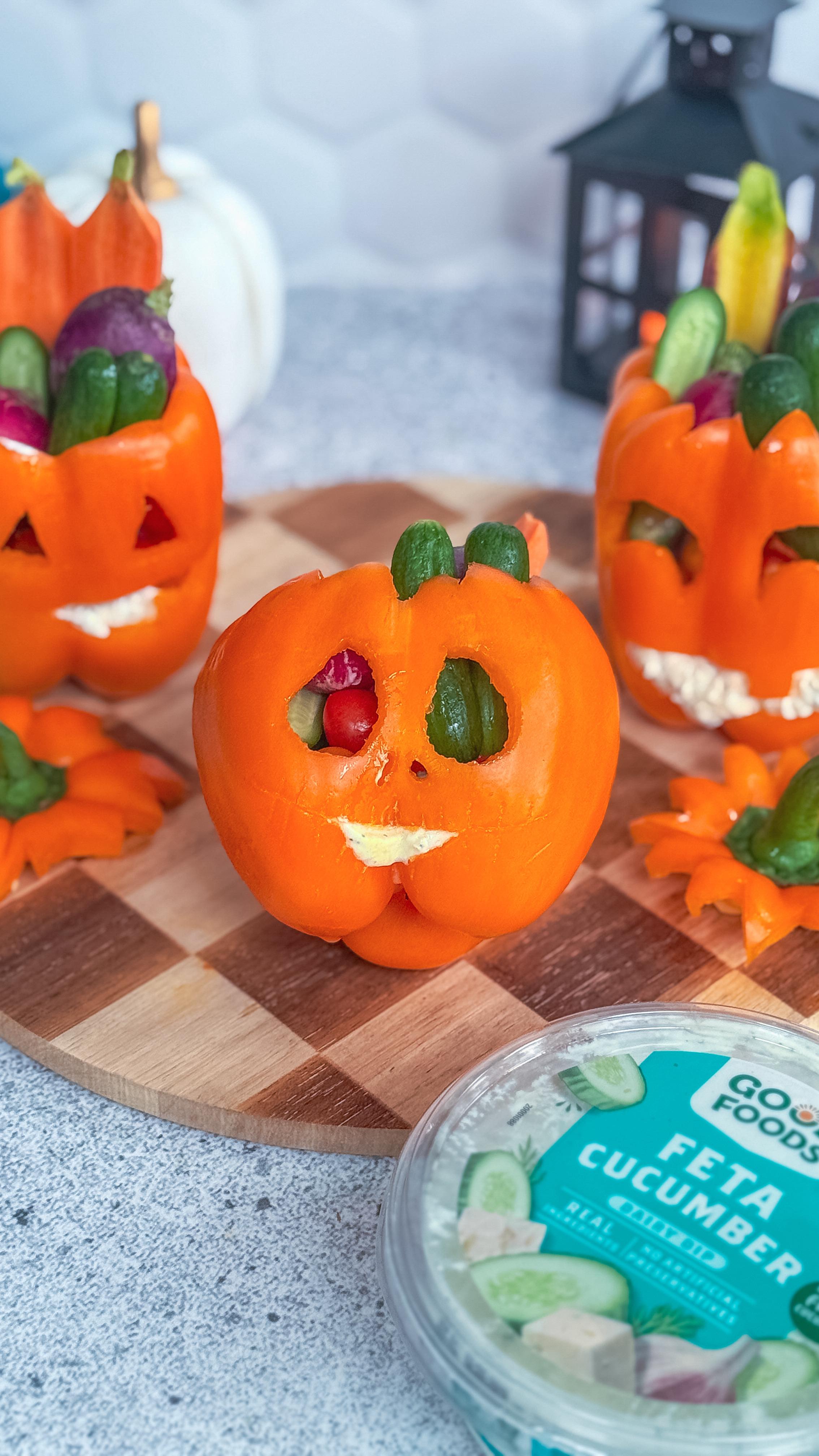 Instagram post by @makefoodlovely for Good Foods. Caption reads: 🫑 JACK-O-LANTERN CUPS 🫑

We are creeping it real....